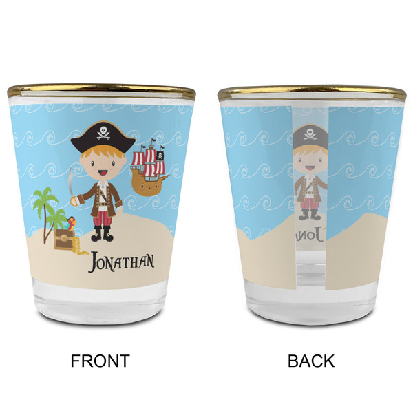 Pirate Scene Glass Shot Glass - with gold rim - APPROVAL