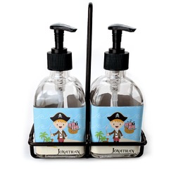 Pirate Scene Glass Soap & Lotion Bottle Set (Personalized)