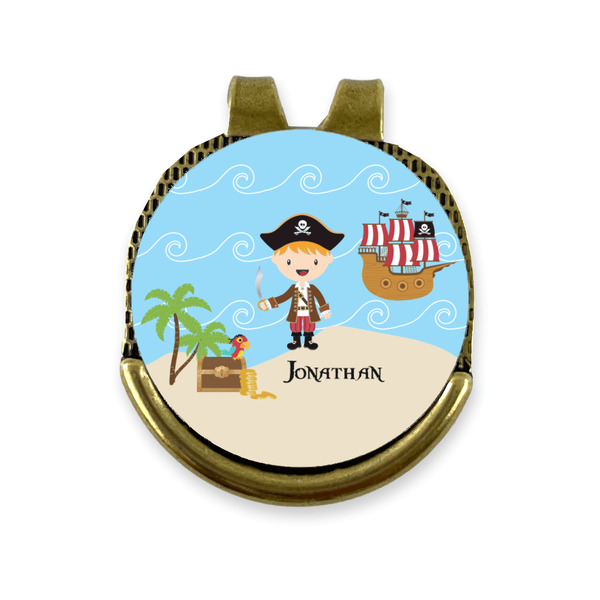 Custom Pirate Scene Golf Ball Marker - Hat Clip - Gold