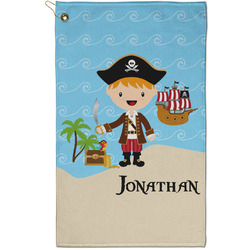 Pirate Scene Golf Towel - Poly-Cotton Blend - Small w/ Name or Text