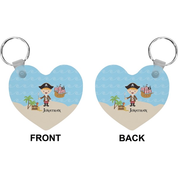 Personalized Pirate Heart Keychain (Front + Back)