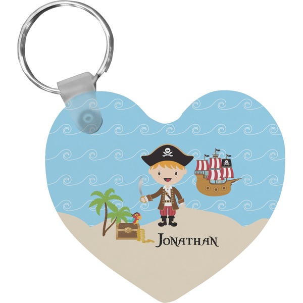 Custom Pirate Scene Heart Plastic Keychain w/ Name or Text