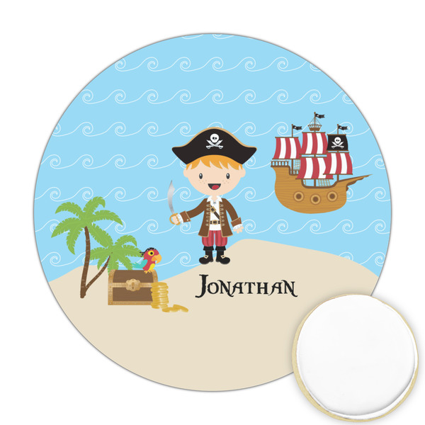 Custom Pirate Scene Printed Cookie Topper - Round (Personalized)