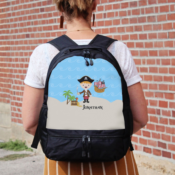 Pirate Scene Large Backpack - Black - On Back