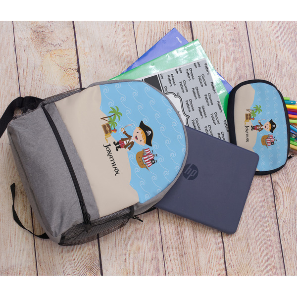 Pirate Scene Large Backpack - Gray - With Stuff