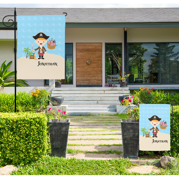Custom Pirate Scene Large Garden Flag - Double Sided (Personalized)