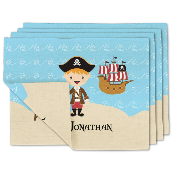 Custom Pirate Scene Linen Placemat w/ Name or Text