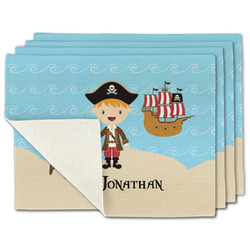 Pirate Scene Single-Sided Linen Placemat - Set of 4 w/ Name or Text