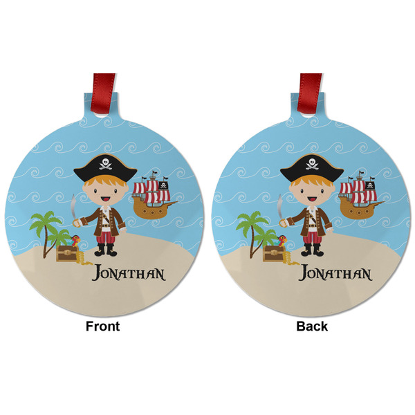 Pirate Scene Metal Ball Ornament - Front and Back