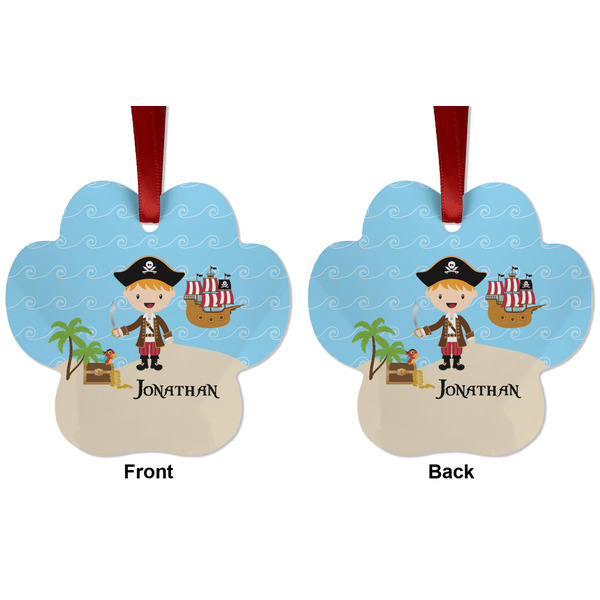 Pirate Scene Metal Paw Ornament - Front and Back