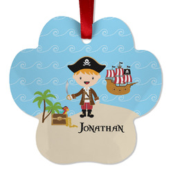 Pirate Scene Metal Paw Ornament - Double Sided w/ Name or Text