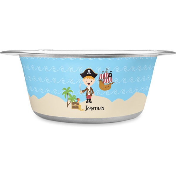 Custom Pirate Scene Stainless Steel Dog Bowl - Large (Personalized)