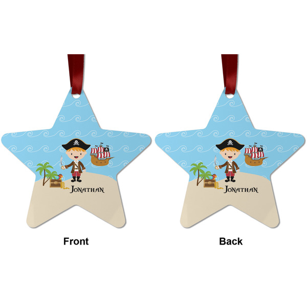 Pirate Scene Metal Star Ornament - Front and Back