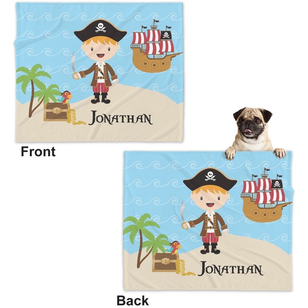 Pirate Scene Microfleece Dog Blanket - Large- Front & Back