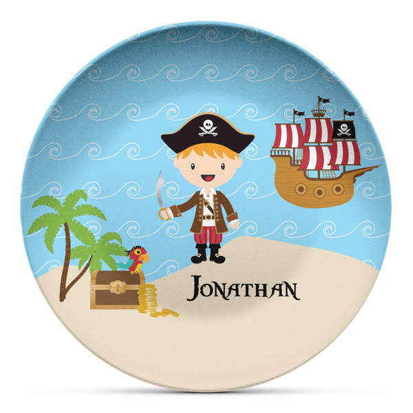 Custom Pirate Scene Microwave Safe Plastic Plate - Composite Polymer (Personalized)