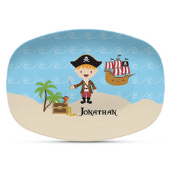 Pirate Scene Plastic Platter - Microwave & Oven Safe Composite Polymer (Personalized)
