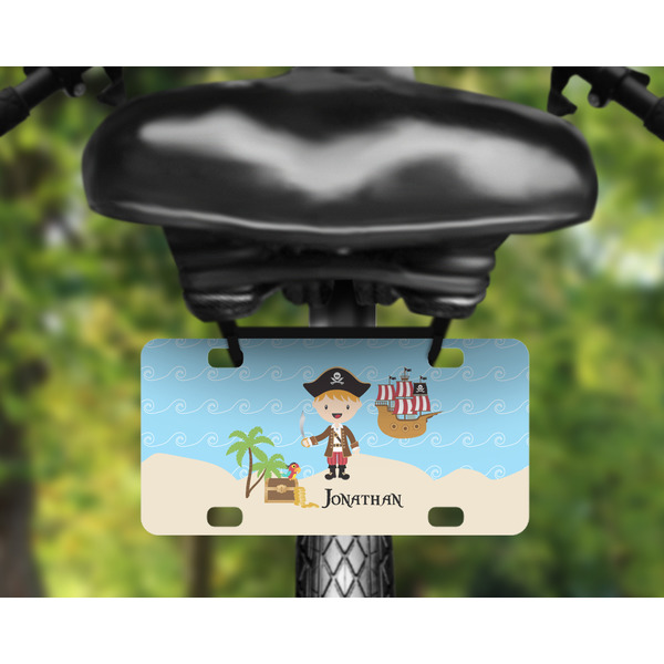 Pirate Scene Mini License Plate on Bicycle
