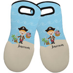 Pirate Scene Neoprene Oven Mitts - Set of 2 w/ Name or Text