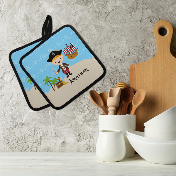 Pirate Scene Neoprene Pot Holder - Set of 2  LIFESTYLE