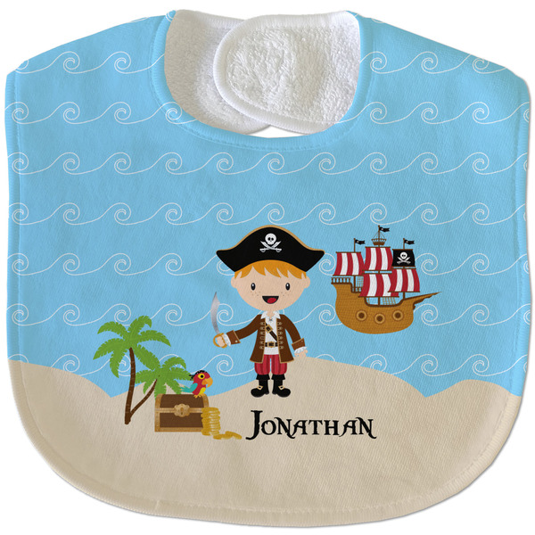 Custom Pirate Scene Velour Baby Bib w/ Name or Text
