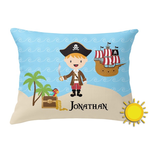 Custom Pirate Scene Outdoor Throw Pillow (Rectangular) (Personalized)