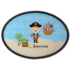 Pirate Scene Iron On Oval Patch w/ Name or Text