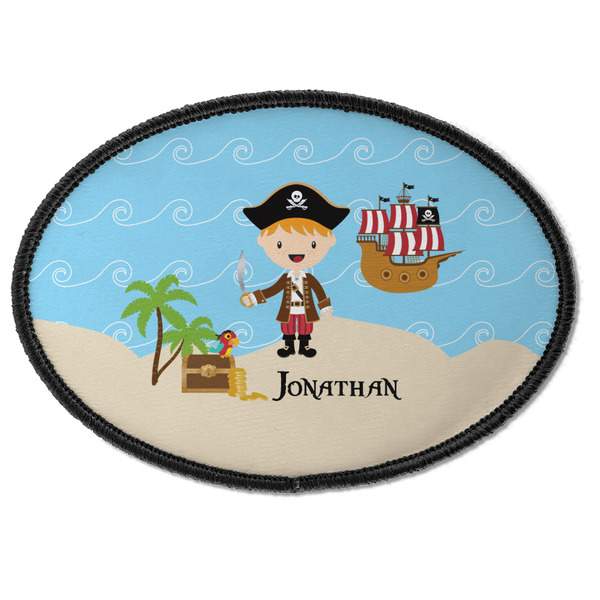 Custom Pirate Scene Iron On Oval Patch w/ Name or Text