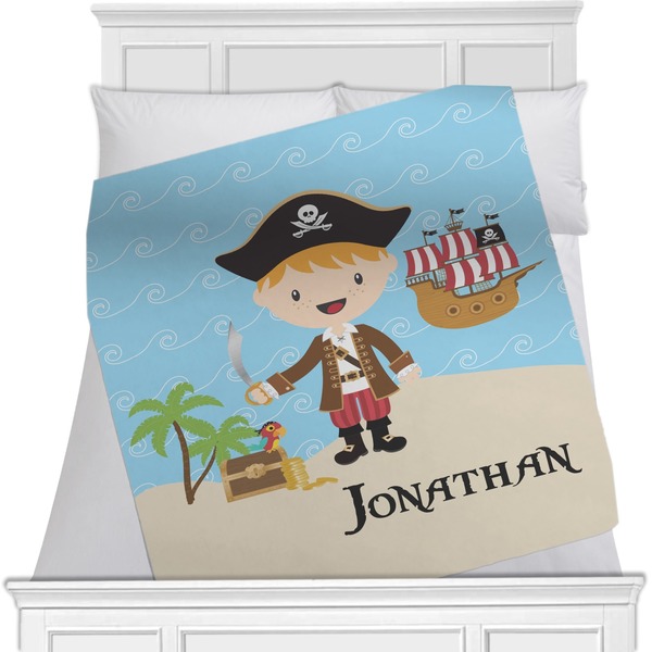 Custom Pirate Scene Minky Blanket - Toddler / Throw - 60"x50" - Double Sided (Personalized)