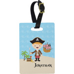 Pirate Scene Plastic Luggage Tag - Rectangular w/ Name or Text