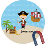 Pirate Scene Round Fridge Magnet (Personalized)
