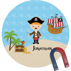 Pirate Scene Round Fridge Magnet (Personalized)