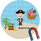 Pirate Scene Round Fridge Magnet (Personalized)