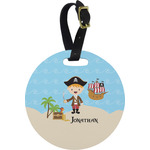 Pirate Scene Plastic Luggage Tag - Round (Personalized)