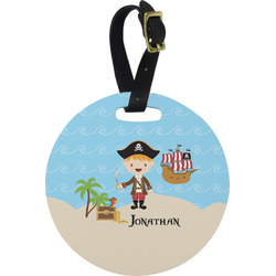 Pirate Scene Plastic Luggage Tag - Round (Personalized)