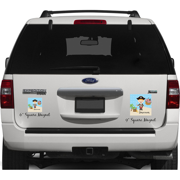 Pirate Scene Personalized Square Car Magnets on Ford Explorer