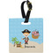 Pirate Scene Plastic Luggage Tag - Square w/ Name or Text