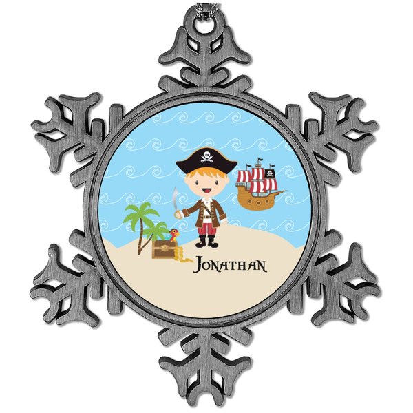 Custom Pirate Scene Vintage Snowflake Ornament (Personalized)