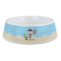 Pirate Scene Plastic Dog Bowl - Large (Personalized)