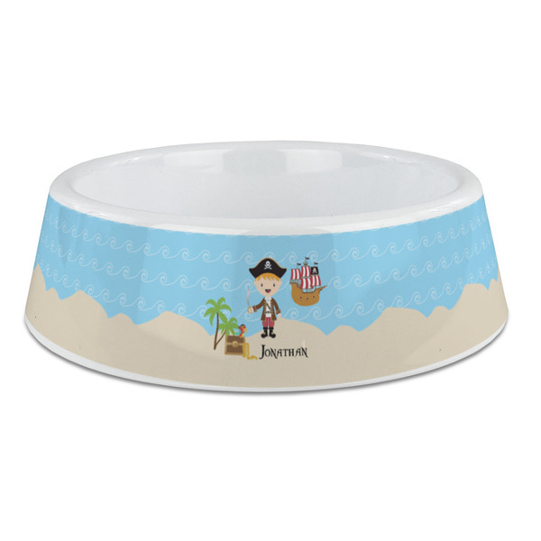 Custom Pirate Scene Plastic Dog Bowl - Large (Personalized)