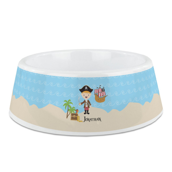 Custom Pirate Scene Plastic Dog Bowl (Personalized)