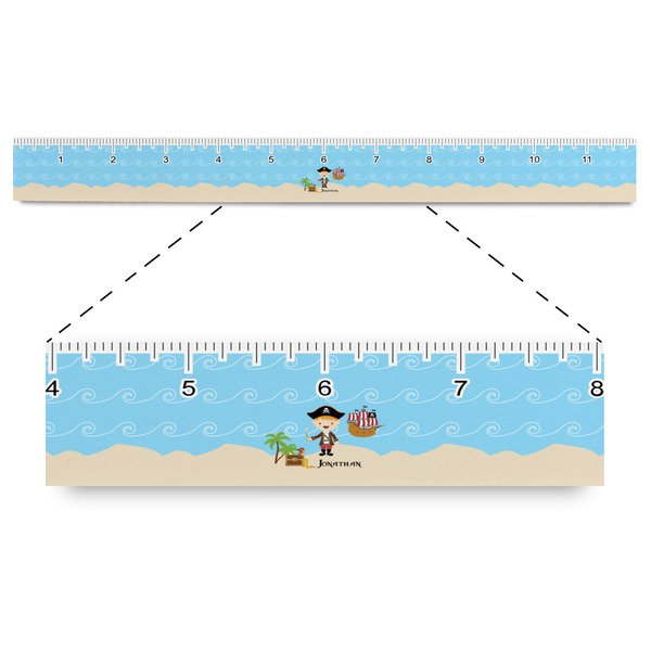 Custom Pirate Scene Plastic Ruler - 12" (Personalized)