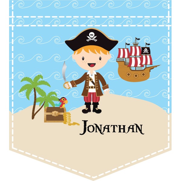 Custom Pirate Scene Iron On Faux Pocket (Personalized)
