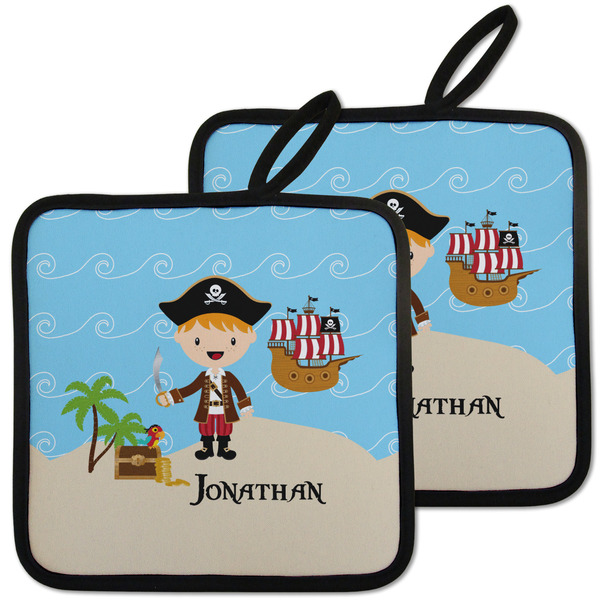 Custom Pirate Scene Pot Holders - Set of 2 w/ Name or Text