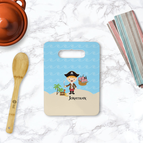 Pirate Scene Rectangle Trivet with Handle - LIFESTYLE