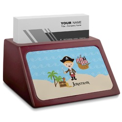 Pirate Scene Red Mahogany Business Card Holder (Personalized)
