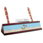 Pirate Scene Red Mahogany Nameplate with Business Card Holder (Personalized)