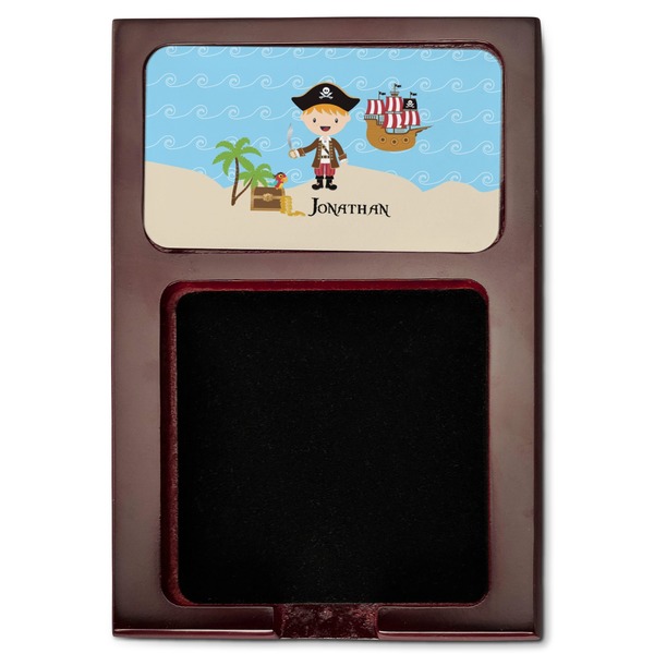 Pirate Scene Red Mahogany Sticky Note Holder - Flat
