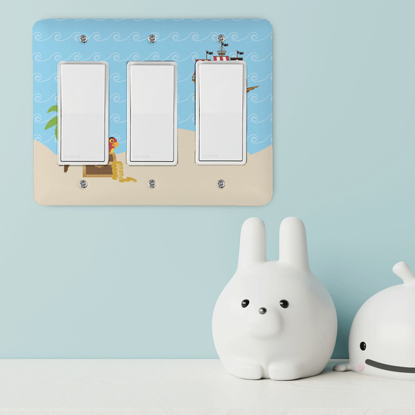 Pirate Scene Rocker Light Switch Covers - Triple - IN CONTEXT