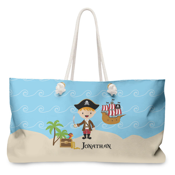 Custom Pirate Scene Large Tote Bag with Rope Handles (Personalized)