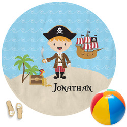 Pirate Scene Round Beach Towel (Personalized)
